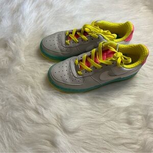 womens air force 1. size 8. grey with pink and yellow